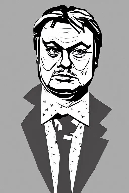 Image similar to minimalist boho style art of mad viktor orban, illustration