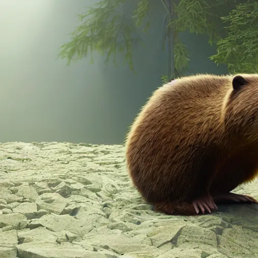 Image similar to hyperrealistic dslr film still of justin bieber disguised as a ( beaver ), stunning 8 k octane comprehensive 3 d render, inspired by istvan sandorfi & greg rutkowski & unreal engine, perfect symmetry, dim volumetric cinematic lighting, extremely hyper - detailed, incredibly real lifelike attributes & flesh texture, intricate, masterpiece, artstation, stunning