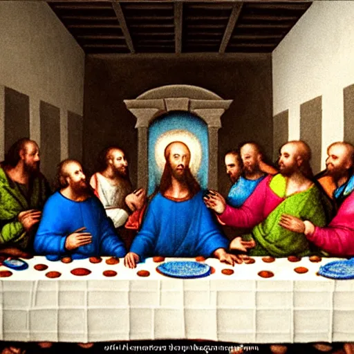 Image similar to jeff bezos at the last supper by da vinci