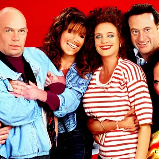 Image similar to 9 0 s sitcom except all the characters are serial killers