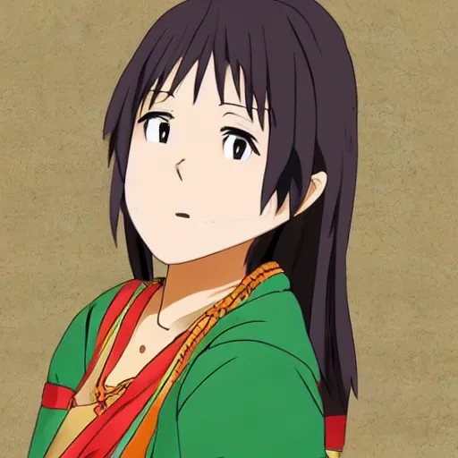 Image similar to a nepali woman, anime style