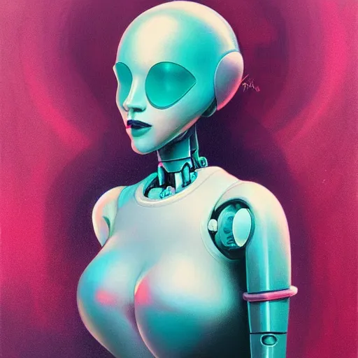 Image similar to a beautiful female robot, elegant pose, melting, by Anato Finnstark, Tom Bagshaw, Brom