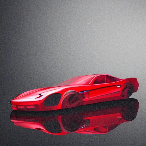 Image similar to a small liquid sculpture as a corvette, viscous, reflective, digital art