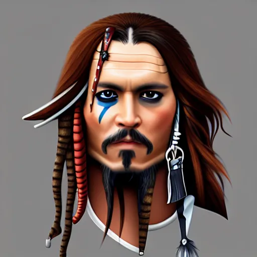 Image similar to portrait of captain jack sparrow, clear clean face, symmetrical face, blurry background, pose, trending on artstation, alexandra fomina artstation, face by ilya kushinov style, style by loish, painterly style, flat illustration, high contrast