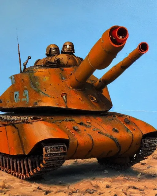 Image similar to t - 3 4 mech!!! armed with a 7 5 mm cannon for an arm, humanoid figure, oil painting, ( ( soviet tank ) ), tribal yurta, postapocalyptic, sharp focus