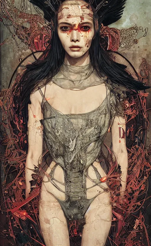 Image similar to badempanada, eun emerging from renaissance italy into a cyberpunk mutiversal realm by conrad roset, nicola samuri, dino valls, m. w. kaluta, jakub rebelka, rule of thirds, seductive look, beautiful