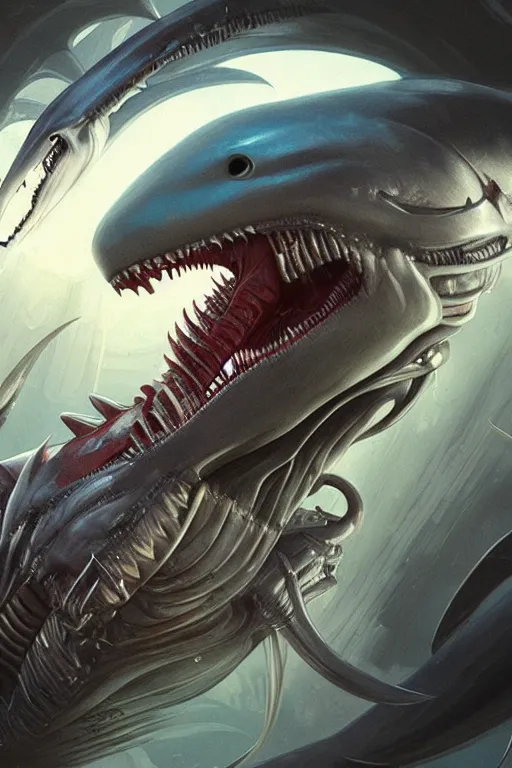 xenomorph mixed with shark with extra teeth, | Stable Diffusion | OpenArt