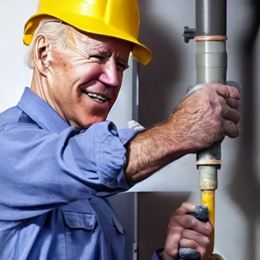 Image similar to joe biden as a plumber, stock photo,