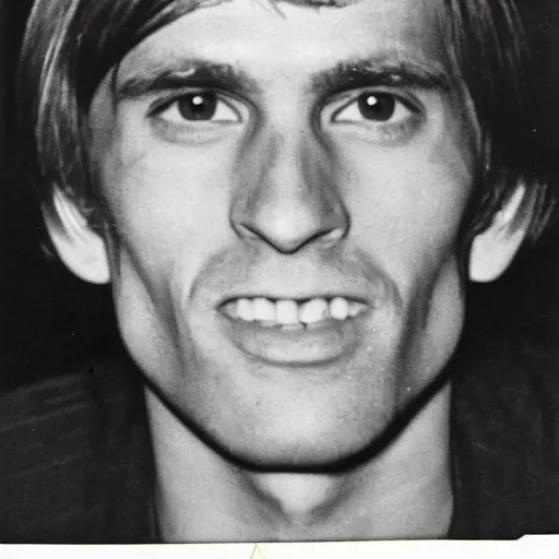 Image similar to A photograph portrait of Jerma985 with short-medium length hair a combover wearing early 1970s menswear in the early 1970s, taken in the early 1970s, grainy, taken on a 1970s Polaroid Camera, realistic, hyperrealistic, very realistic, highly detailed, very detailed, extremely detailed, detailed, digital art, trending on artstation, colorized photo