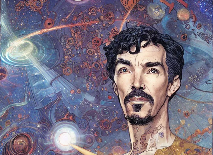 Image similar to a highly detailed cosmic portrait of stephen strange, james gurney, james jean