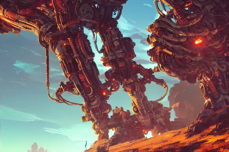 Image similar to burrower machine mecanical creature robot of horizon forbidden west horizon zero dawn bioluminiscence global illumination ray tracing hdr fanart arstation by ian pesty and alena aenami artworks in 4 k