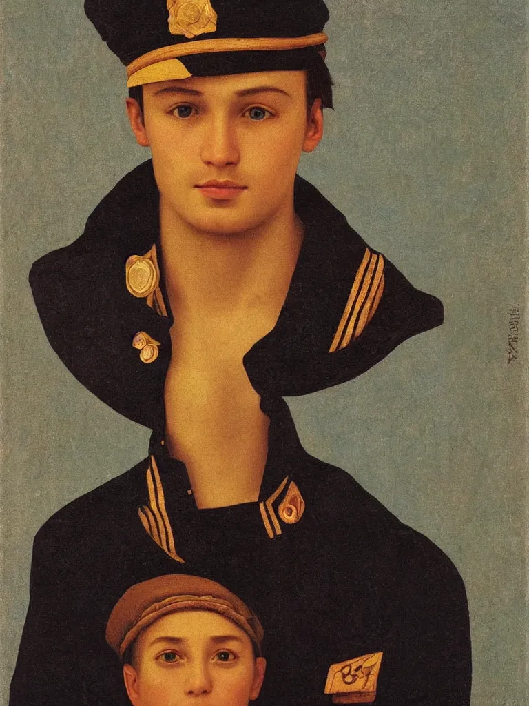 Image similar to close up portrait of a russian young sailor by andrey remnev