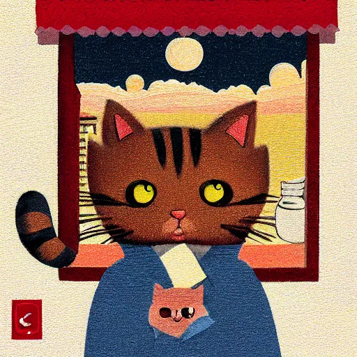 Image similar to cat kirby in the style of Quint Buchholz