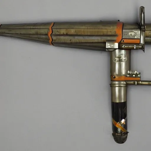 Prompt: a 1930's buck rogers rocket gun variant