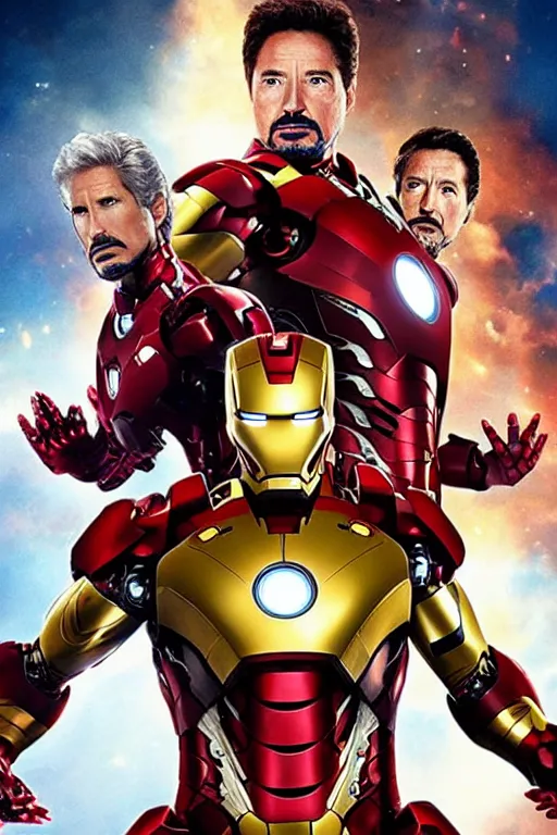 Prompt: richard gere is newiron man, epic scene from marvel movie, movie poster