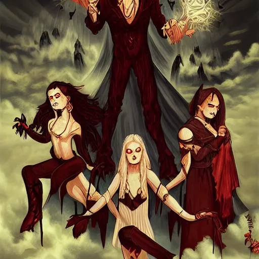 Image similar to Vampire dream, darkness, scary, D&D, art by Coast of the Wizards