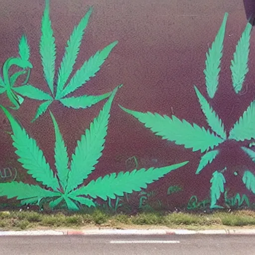 Image similar to weed spray painted on a wall