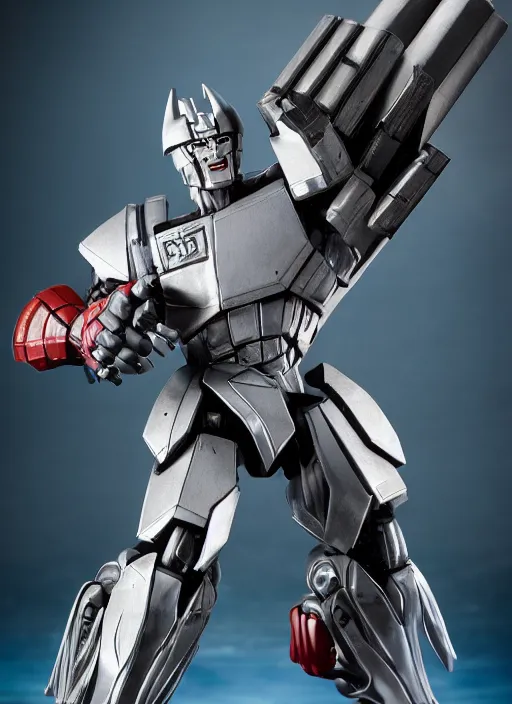 Image similar to Megatron action figure from Masters of the Universe (1983), by Mattel, product photography, professional photography