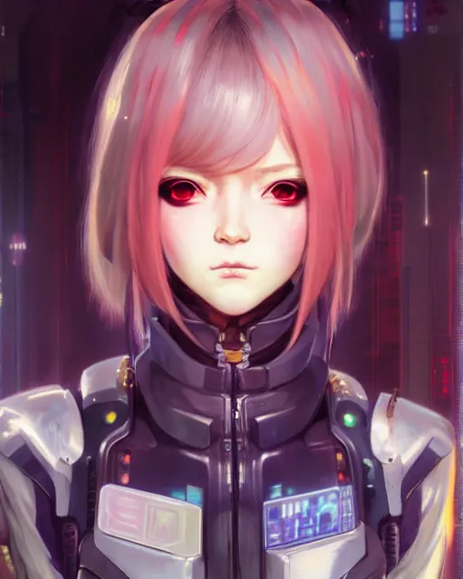 Garota de anime cyberpunk em rosa