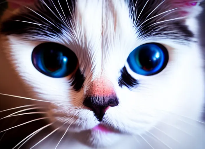 Prompt: a photo of a ragdoll cats face, fisheye lens