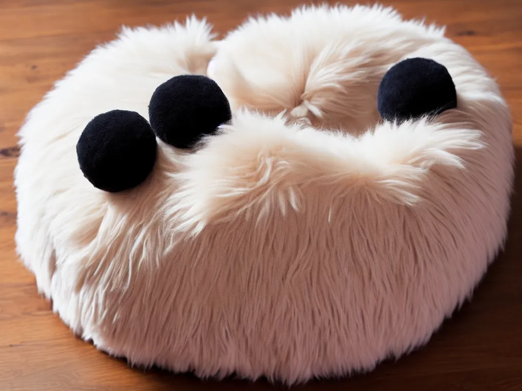 Image similar to a cute fuzzy plush round monster