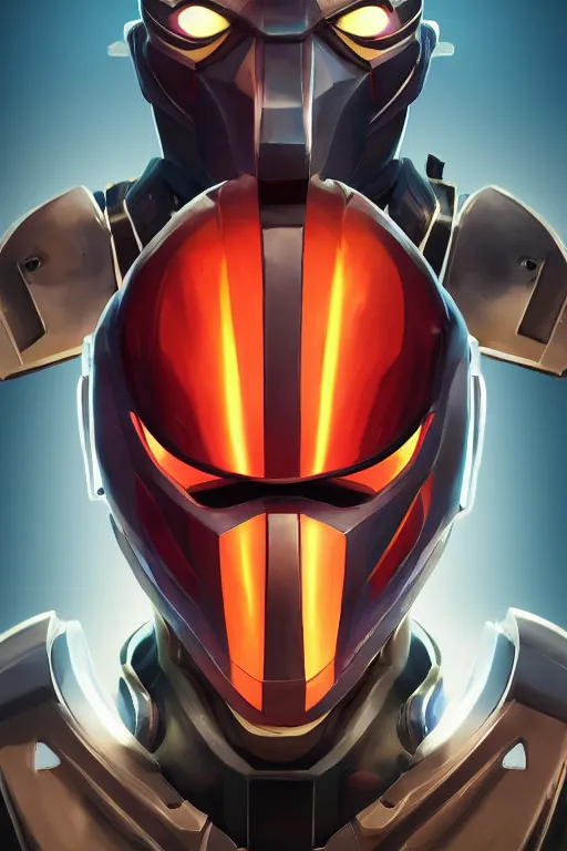 Image similar to epic mask helmet robot ninja portrait stylized as fornite style game design fanart by concept artist gervasio canda, behance hd by jesper ejsing, by rhads, makoto shinkai and lois van baarle, ilya kuvshinov, rossdraws global illumination radiating a glowing aura global illumination ray tracing hdr render in unreal engine 5