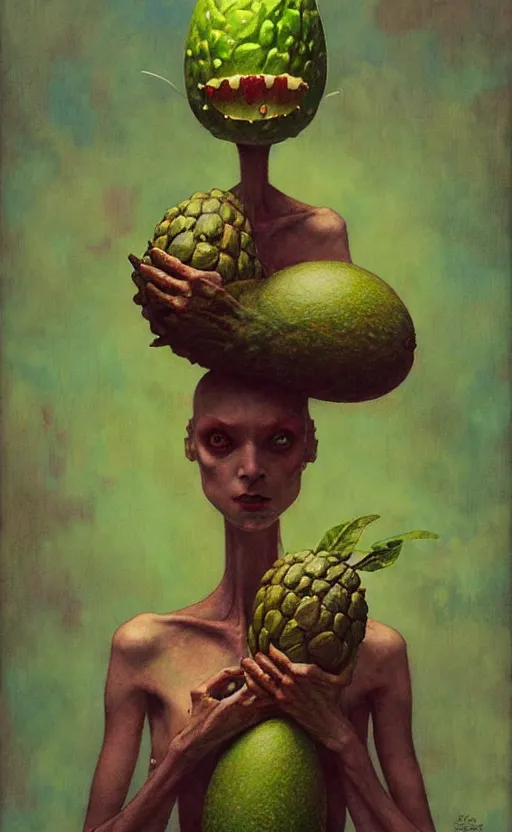 Image similar to imaginative anthro avocado creature painting by chiara bautista, beksinski and norman rockwell and greg rutkowski weta studio, tom bagshaw and lucasfilm