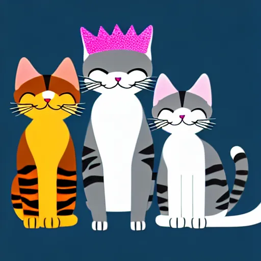 Image similar to cute cat family wearing crowns , digital art , trending on artstation , 4k , HD