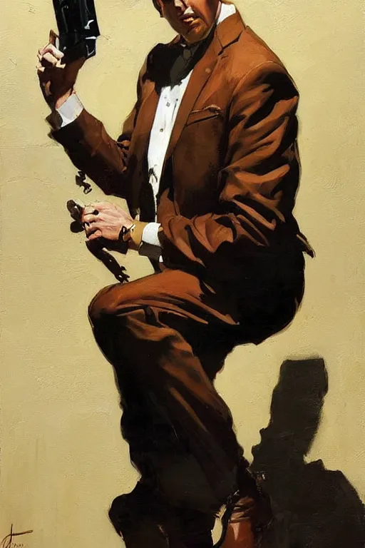 Image similar to homelander, painting by jc leyendecker!! phil hale!, angular, brush strokes, painterly, vintage, crisp