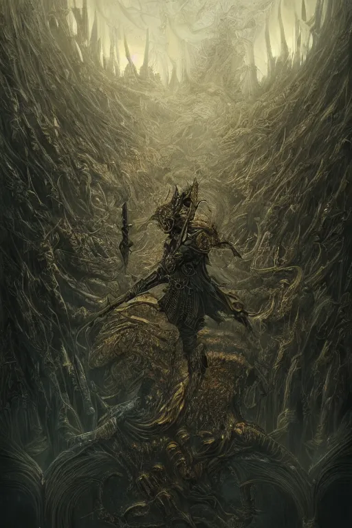 Image similar to neverending nothing, Dark Souls 3 themed, insanely detailed and intricate, golden ratio, elegant, ornate, luxury, elite, ominous, haunting, matte painting, cinematic, cgsociety, James jean, Brian froud, ross tran, Laputa