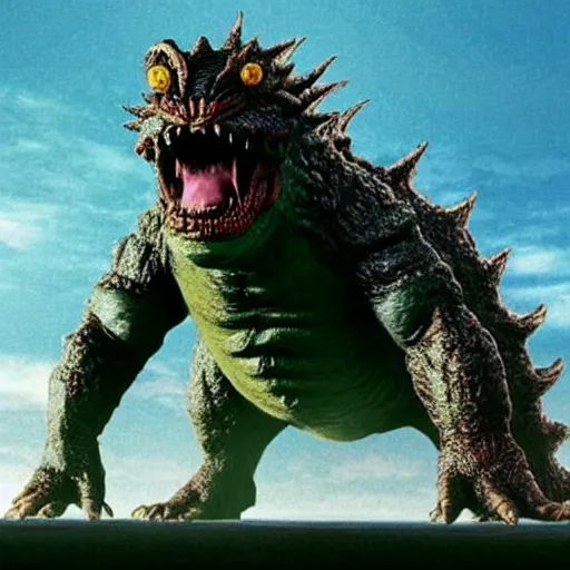 Image similar to toei productions kaiju danny devito as a giant monster. devitozilla