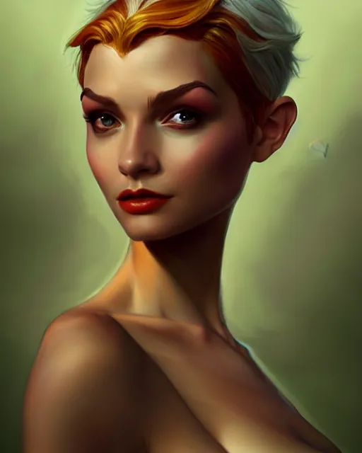 Prompt: portrait of a beautiful powerful pixie with wings, digital painting, artstation, concept art, smooth, sharp focus, illustration, art by disney, symmetry face, fine details. art by alex ross, brittney lee