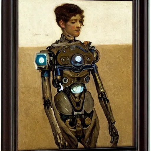 Image similar to portrait of a cyborg by alfred stevens