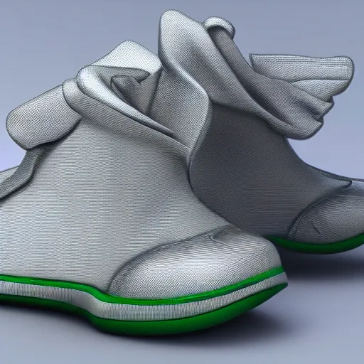 Prompt: x sneakers shoes based on yoda design designed by tinker hatfield, 3 d render