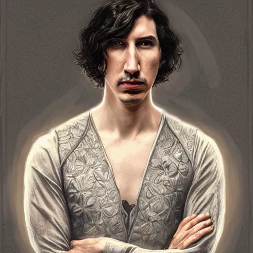 Image similar to portrait of a stoic looking john oliver and adam driver, full body, military uniform, fantasy, intricate, elegant, beautiful, highly detailed, charcoal, centered, dark, smokey, digital painting, artstation, concept art, smooth, sharp focus, illustration, art by artgerm and greg rutkowski and alphonse mucha