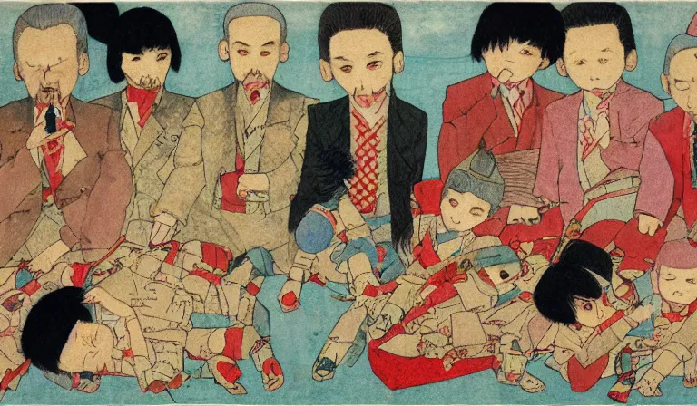 Prompt: yakuza, by henry darger