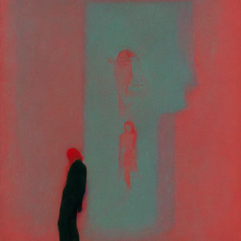 Image similar to Anaglyph man, Edward Hopper and James Gilleard, Zdzislaw Beksinski, Steven Outram highly detailed