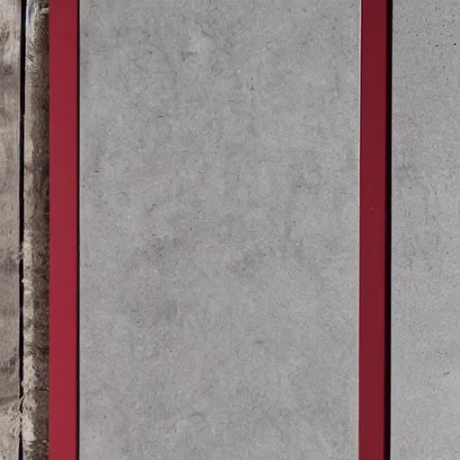 Prompt: minimalistic material sample board combining concrete, red painted metal, oak, plants, dark grey carpet, architectural finishes, pinterest, trendy, interior design