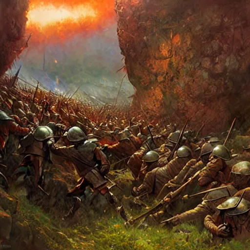 Prompt: the battle of Beaumont Hamel by Marc Simonetti