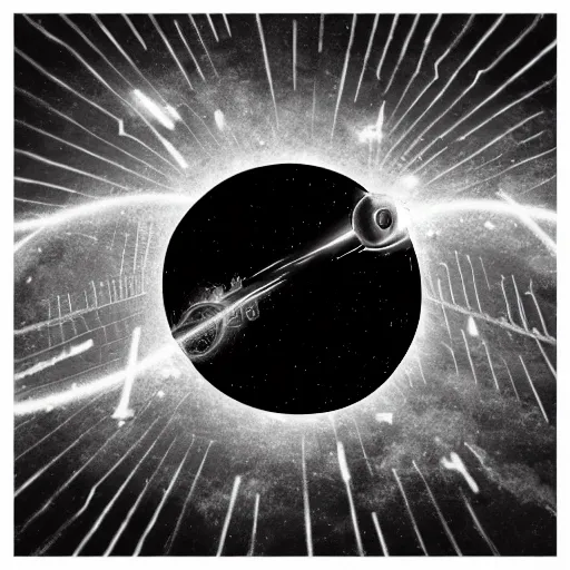 Image similar to tattoo png logo of black hole rising above city, city destroyed by shockwave, black hole with accretion disс, digital art, vector logo, sticker, black and white, art by brock hofer, marc simonetti, zdzisław beksinski