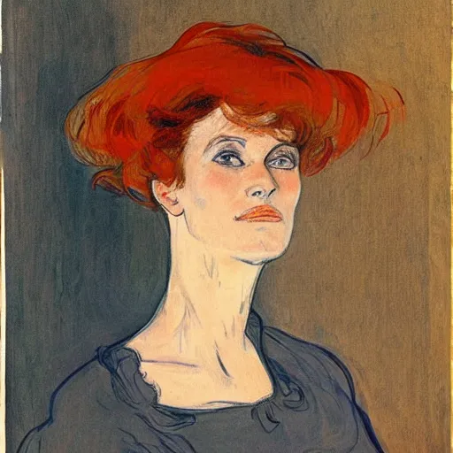 Prompt: portrait of julia roberts, by henry de toulouse lautrec