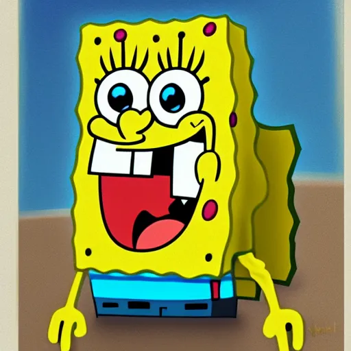 Prompt: A portrait of SpongeBob, realistic