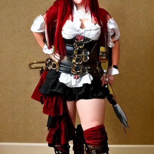 Image similar to full body photo steampunk female pirate