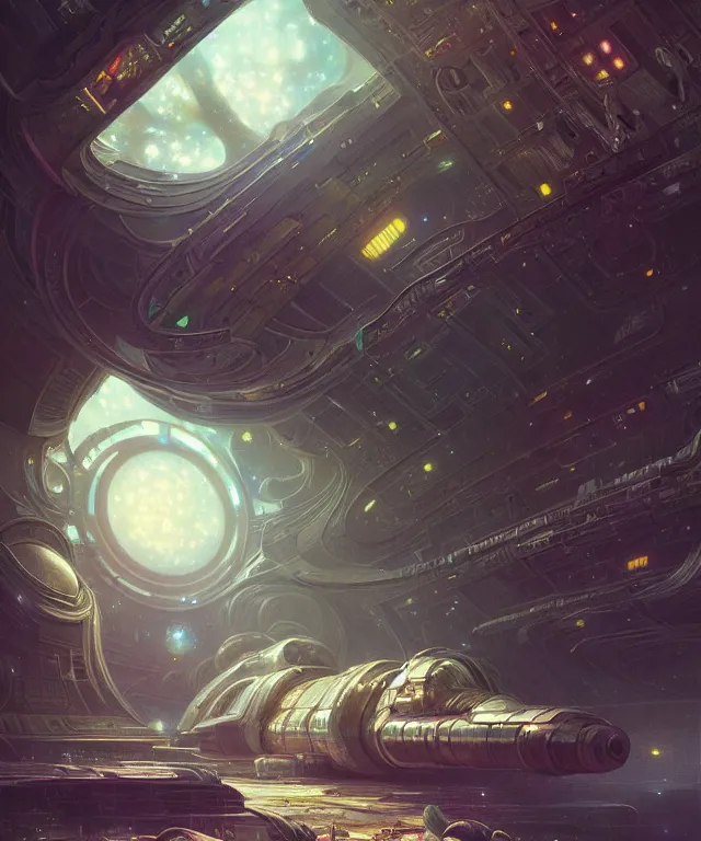 Image similar to A outside view of abandoned space station in the deep space, fantasy, intricate, elegant, highly detailed, digital painting, artstation, concept art, smooth, sharp focus, illustration, art by artgerm and greg rutkowski and alphonse mucha