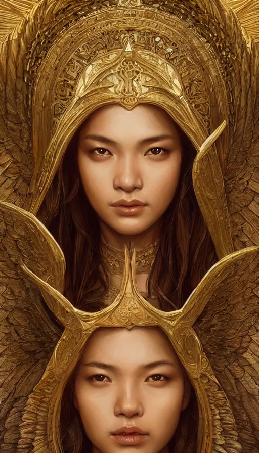 Image similar to archangel, perfectly-centered-Portrait of the most beautiful women on the planet, sweaty, asian, insane, intricate, highly detailed, digital painting, artstation, concept art, smooth, sharp focus, illustration, Unreal Engine 5, 8K, art by artgerm and greg rutkowski and alphonse mucha