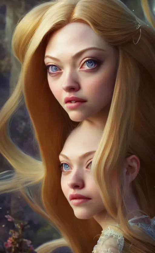 Image similar to amanda seyfried as the rapunzel princess, character art, art by artgerm lau and wlop and and ilya kuvshinov and john singer sargent, hyperdetailed, 8 k realistic, symmetrical, frostbite 3 engine, cryengine, dof, trending on artstation, digital art