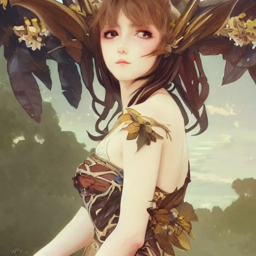 Prompt: a beautiful anime girl wtih gorgeous horns and bat wings,full body painting,by Greg Rutkowski and Ilya Kuvshinov and Alphonse Maria Mucha,super clear detailed,hyper realistic,trending on artstation,4k