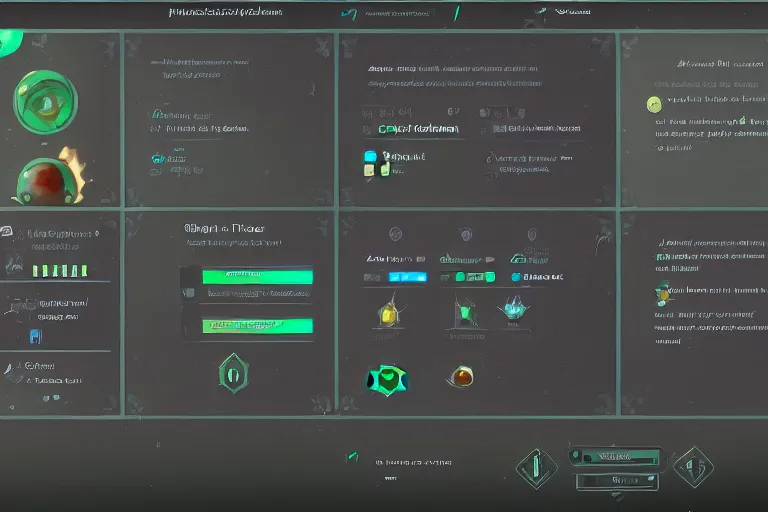 Image similar to fantasy sci - fi ui design for a game about making magical potions. clean. modern. fantasy.