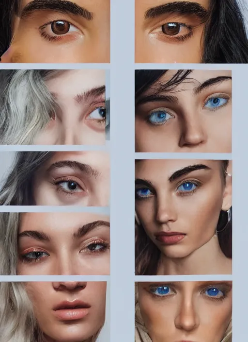 Image similar to style sheets, portraits of stunningly beautiful 🥥 eyes