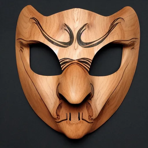 Prompt: angelarium wooden mask